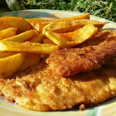 Pileće šnicle sa parmezanom | Serviranje šnicli | Postupak 4 | Slika 1/3