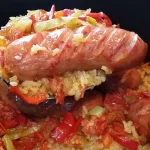 Kobasica sa pirinčom i povrćem iz rerne | 1/4 Kobasica sa pirinčom i povrćem iz rerne | Istaknuta slika 1/4 | Kad, se, neraskidiva, trojka, u, rerni, udruže, ručak, je, zagarantovan